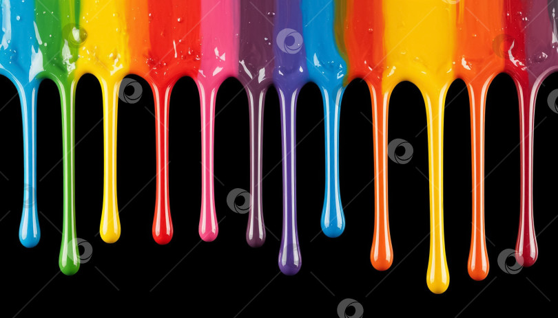 Скачать Радужные капли масляной краски на черном фоне. фотосток Ozero