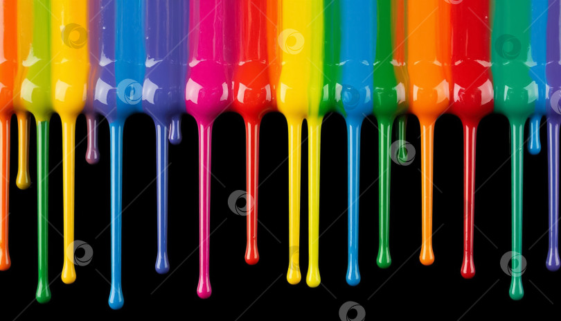 Скачать Радужные капли масляной краски на черном фоне. фотосток Ozero