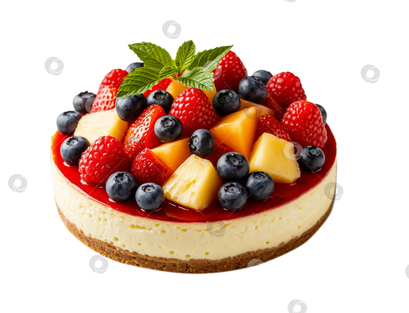 Скачать Круглый чизкейк с ягодами и карамелью на прозрачном фоне PNG фотосток Ozero