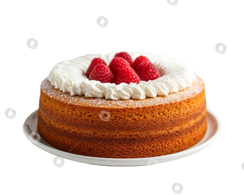 Скачать Бисквитный торт с ягодами на тарелке на прозрачном фоне PNG. фотосток Ozero