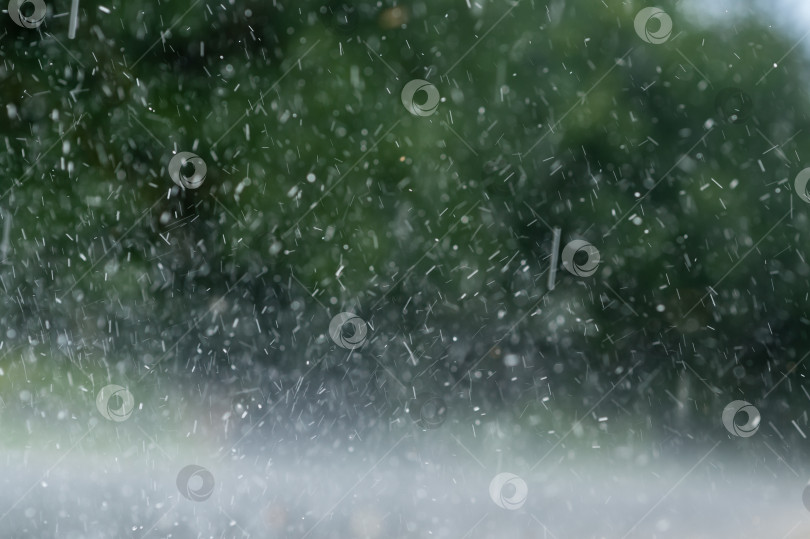 Скачать Текстура естественного дождя на размытом зеленом фоне фотосток Ozero