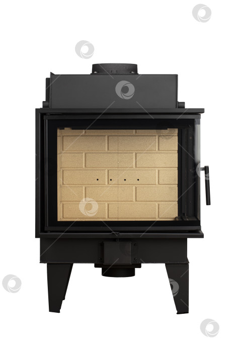 Скачать Современные камины для отопления из металла и термостойкого стекла. Котел на твердом топливе, выделенный на белом фоне. фотосток Ozero