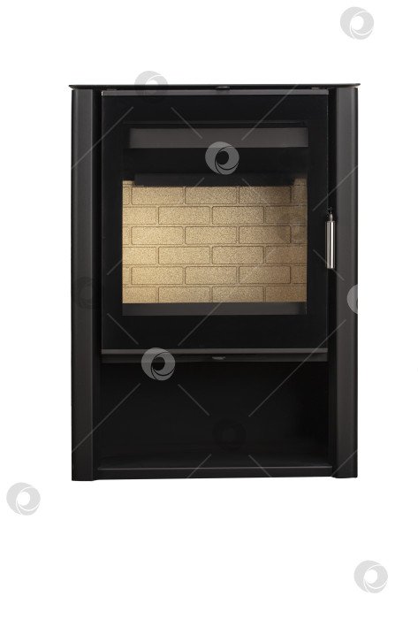 Скачать Современные камины для отопления из металла и термостойкого стекла. Котел на твердом топливе, выделенный на белом фоне. фотосток Ozero