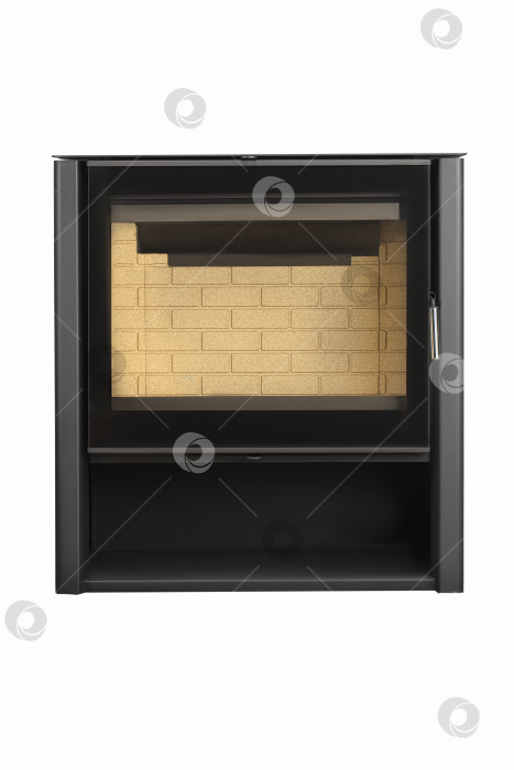 Скачать Современные камины для отопления из металла и термостойкого стекла. Котел на твердом топливе, выделенный на белом фоне. фотосток Ozero