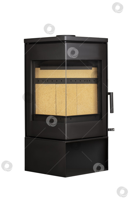 Скачать Современные камины для отопления из металла и термостойкого стекла. Котел на твердом топливе, выделенный на белом фоне. фотосток Ozero