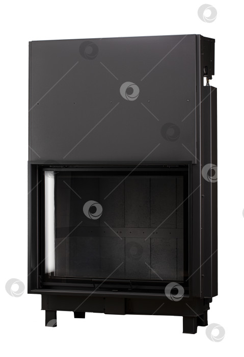 Скачать Современные камины для отопления из металла и термостойкого стекла. Котел на твердом топливе, выделенный на белом фоне. фотосток Ozero