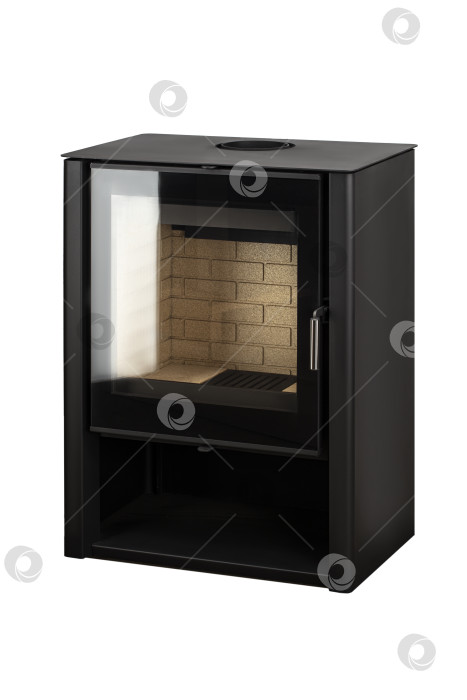 Скачать Современные камины для отопления из металла и термостойкого стекла. Котел на твердом топливе, выделенный на белом фоне. фотосток Ozero