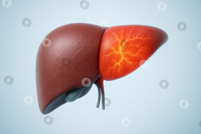 Скачать Изображение анатомии человеческой печени с  воспалением фотосток Ozero