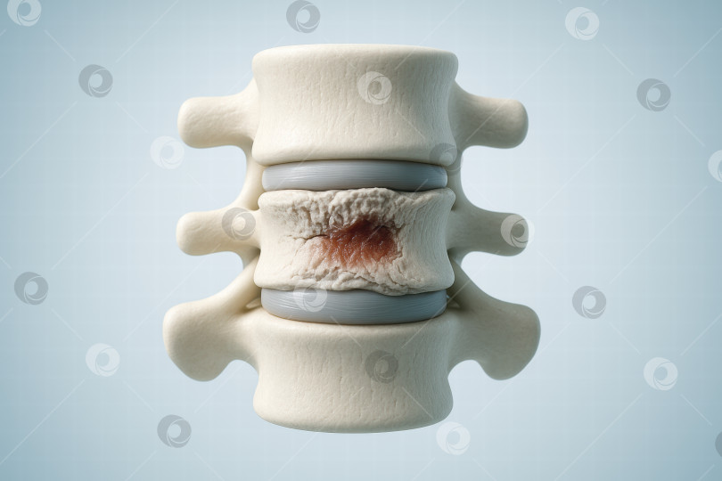 Скачать Анатомическая модель позвонка с изображением дегенеративного повреждения. фотосток Ozero