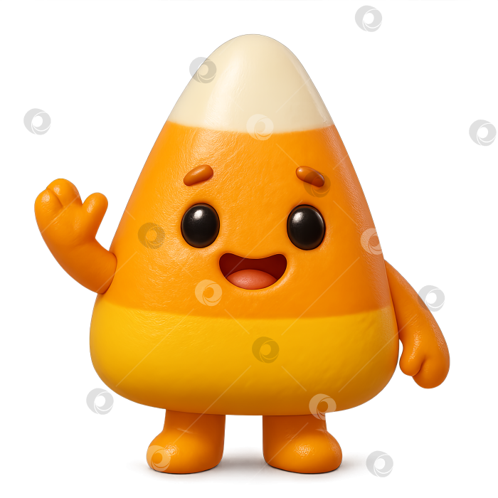 Скачать Персонаж из конфетной кукурузы, машущий руками, изолированный на прозрачном фоне, тема Хэллоуина фотосток Ozero