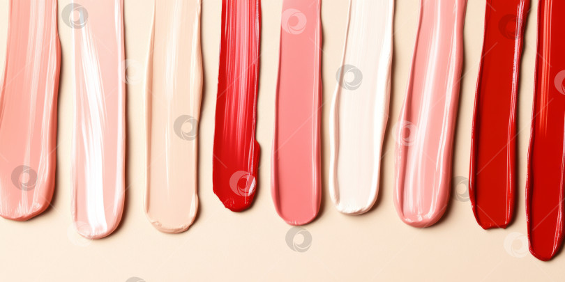 Скачать Текстура губной помады размазывается различными цветами для создания фона косметики фотосток Ozero