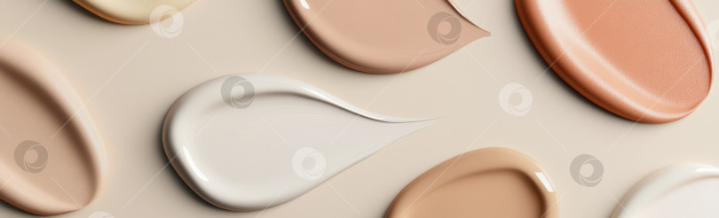 Скачать Жидкие косметические текстуры с нанесенным хайлайтером и тональным кремом фотосток Ozero