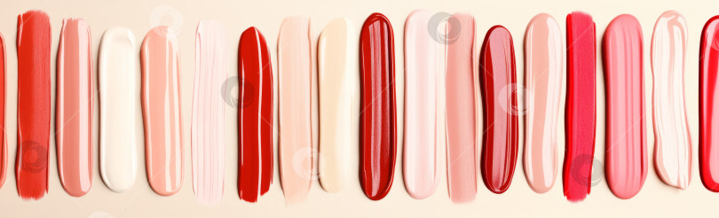 Скачать Текстура губной помады размазывается различными цветами для создания фона косметики фотосток Ozero