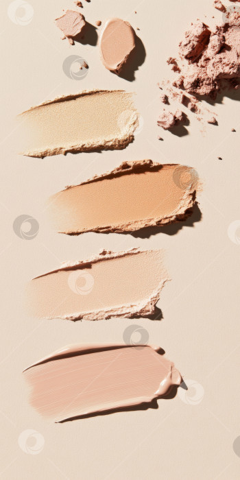 Скачать Жидкие косметические текстуры с нанесенным хайлайтером и тональным кремом фотосток Ozero