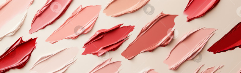 Скачать Текстуры косметики для губной помады распределяются различными цветами, создавая абстрактный фон фотосток Ozero