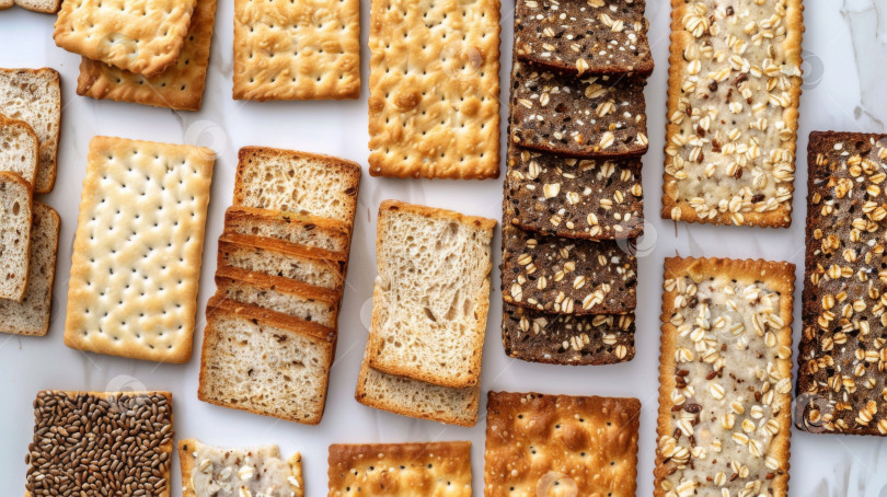 Скачать Разнообразные лепешки и тосты из цельного зерна, приготовленные в качестве основы фотосток Ozero