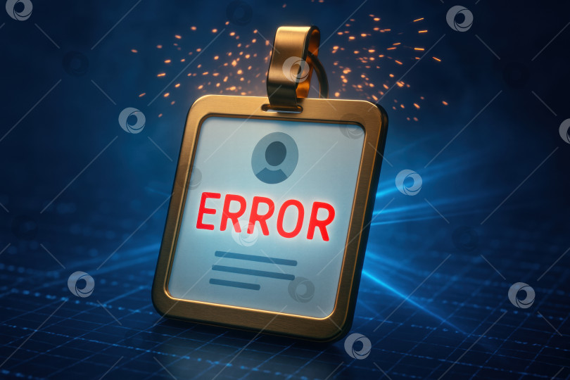 Скачать Визуальное представление цифрового знака ошибки с искрами и фоновыми технологическими элементами, подчеркивающими значимость ошибок в современной цифровой среде. фотосток Ozero