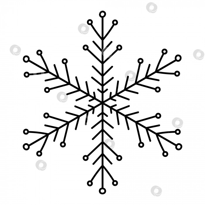 Скачать Каракули в виде снежинки, выделенные на белом фоне. Векторная рисованная иллюстрация. Идеально подходит для праздничных и рождественских дизайнов, открыток, логотипов, украшений. фотосток Ozero