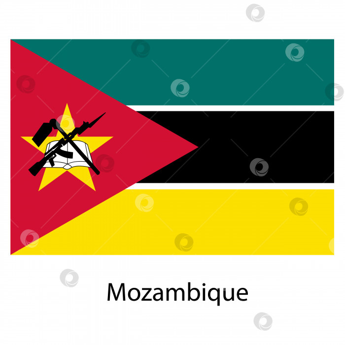 Скачать Флаг страны Мозамбик. Векторная иллюстрация. фотосток Ozero