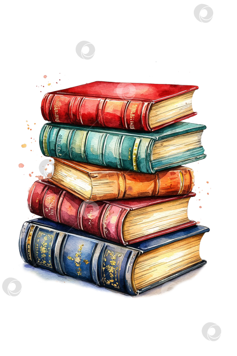 Скачать Книги, книга, стопка книг, акварельный рисунок книг фотосток Ozero