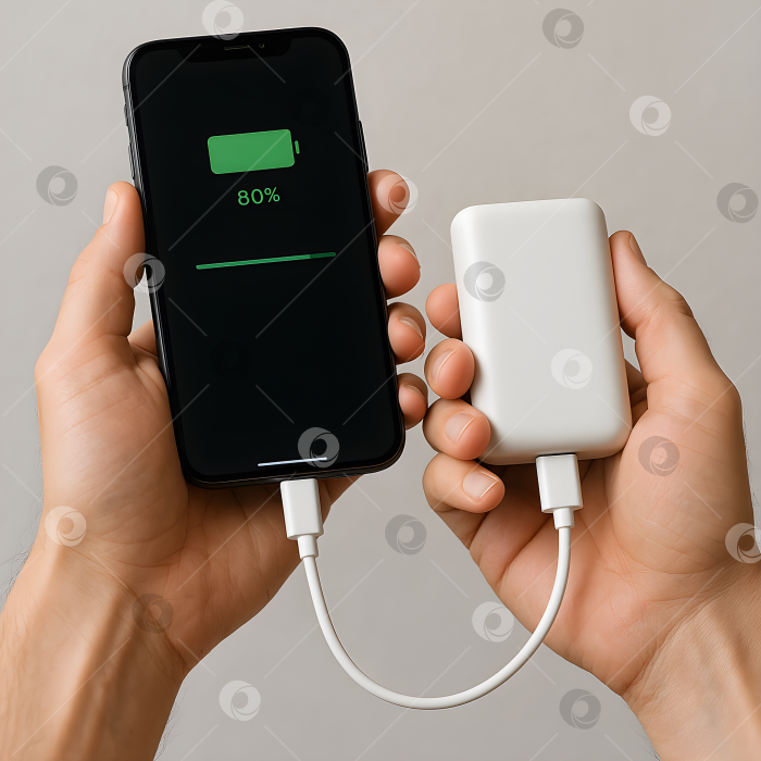 Скачать Зарядка смартфона от внешнего аккумулятора фотосток Ozero