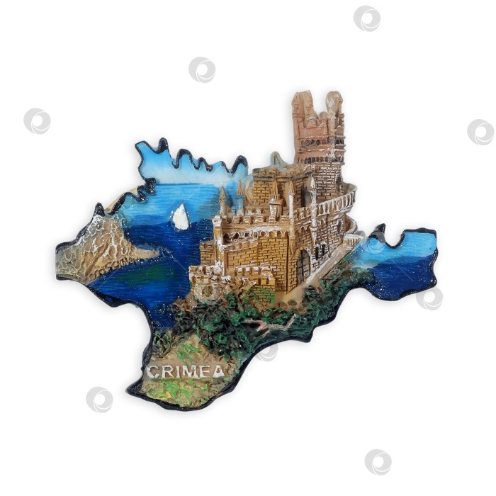 Скачать Магнитный сувенир с острова Крым, выделенный на белом фоне фотосток Ozero