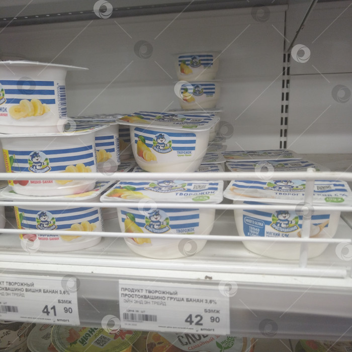 Скачать Отдел йогуртов в магазине "Smart". фотосток Ozero
