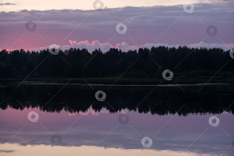 Скачать раннее утро и восход солнца над рекой и лесом фотосток Ozero