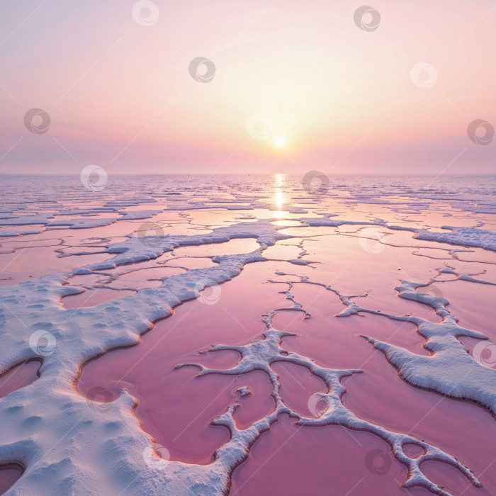 Скачать Розовое ледяное море на закате фотосток Ozero