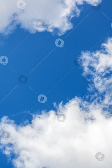 Скачать Ясное голубое небо, украшенное плывущими по нему пушистыми белыми облаками фотосток Ozero