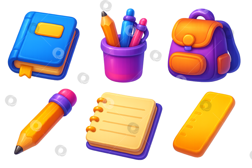 Скачать Отдельный набор для возвращения в школу с принадлежностями, включая рюкзак и канцелярские принадлежности фотосток Ozero