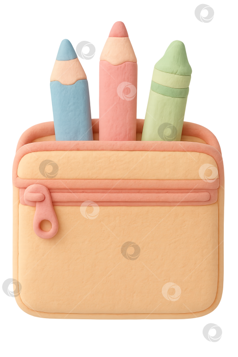 Скачать Пенал для школьных принадлежностей с мелками на прозрачном фоне фотосток Ozero