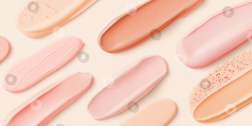 Скачать Жидкие косметические текстуры с нанесенным хайлайтером и тональным кремом фотосток Ozero