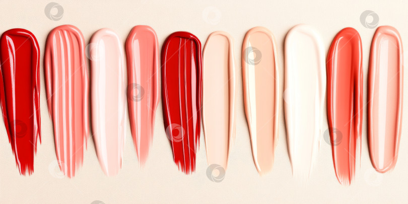 Скачать Текстура губной помады размазывается различными цветами для создания фона косметики фотосток Ozero