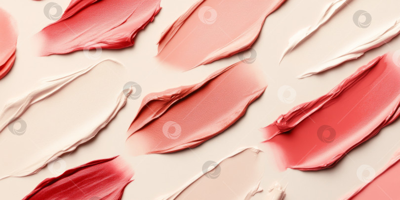 Скачать Текстуры косметических средств для губной помады распределяются различными цветами, создавая абстрактный фон фотосток Ozero