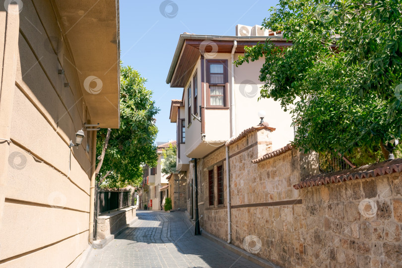 Скачать Улица с кирпичной стеной и деревом фотосток Ozero