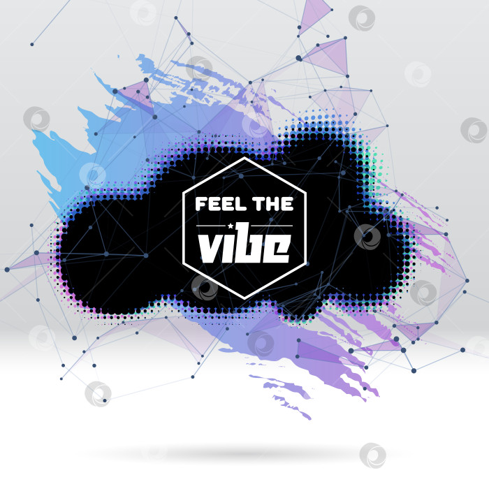 Скачать Фон с мазком кисти, кляксой, треугольной сеткой и надписью фотосток Ozero