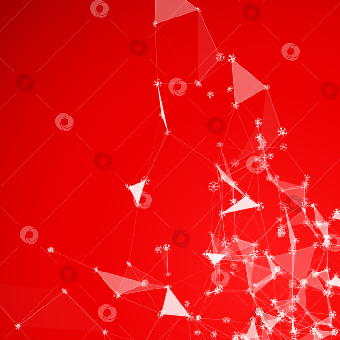 Скачать Рождественский технологический фон со снежинками на треугольной ледяной сетке фотосток Ozero