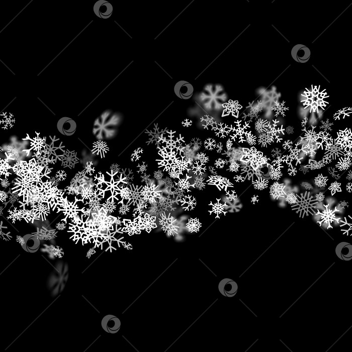 Скачать Фон снегопада со снежинками, размытыми в темноте фотосток Ozero