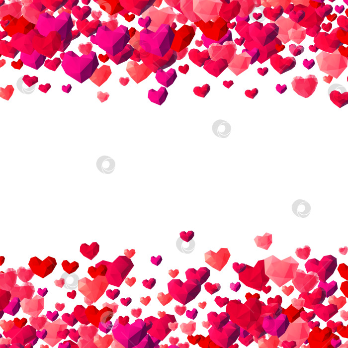 Скачать Фон на День Святого Валентина с разбросанными треугольными сердечками фотосток Ozero