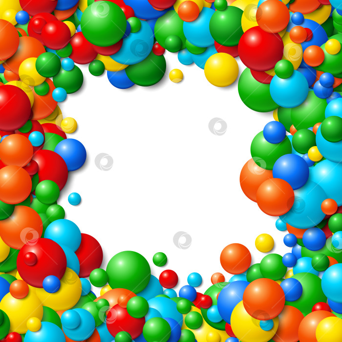 Скачать Фоновая рамка с разбросанными беспорядочно светящимися резиновыми шариками фотосток Ozero