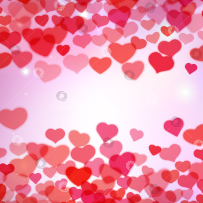 Скачать Фон на День Святого Валентина с разбросанными размытыми нежными сердечками фотосток Ozero