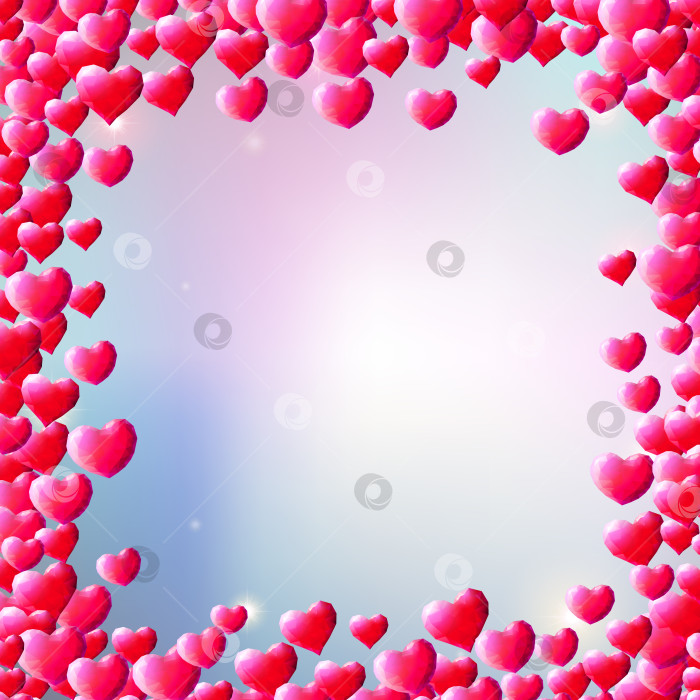 Скачать Фон на День Святого Валентина с разбросанными сердечками из драгоценных камней фотосток Ozero
