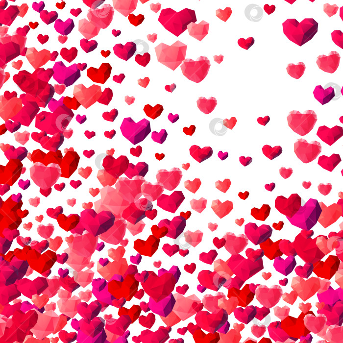 Скачать Фон на День Святого Валентина с разбросанными треугольными сердечками фотосток Ozero