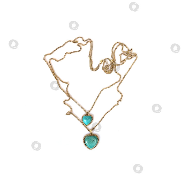 Скачать Золотое колье с бирюзой, выделяющейся на белом фоне фотосток Ozero