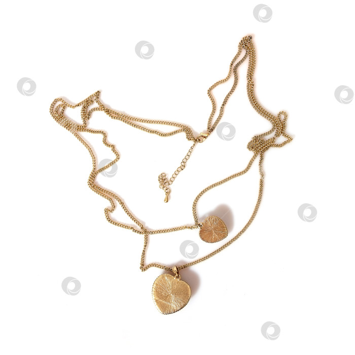 Скачать Два золотых ожерелья, выделяющихся на белом фоне фотосток Ozero