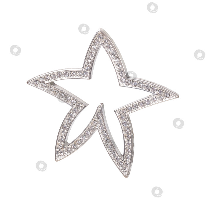 Скачать Серебряная подвеска в виде морской звезды со сверкающими кристаллами. Элемент дизайна с контуром вырезки фотосток Ozero