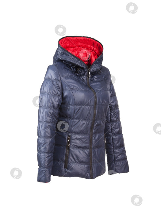 Скачать Темно-синий пуховик для спорта и отдыха на белом фоне фотосток Ozero