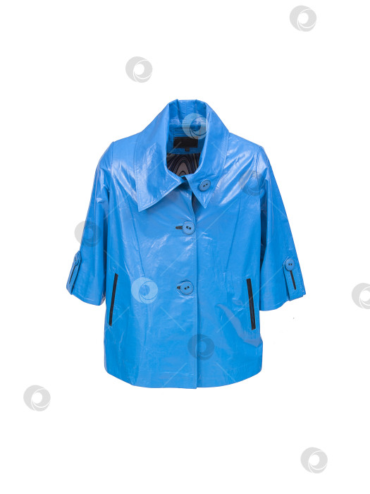 Скачать Красивая кожаная синяя куртка, выделяющаяся на белом фоне фотосток Ozero