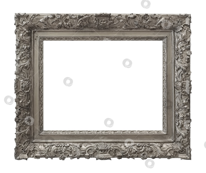 Скачать Серебряная рамка для картин, зеркал или фотографий на белом фоне фотосток Ozero